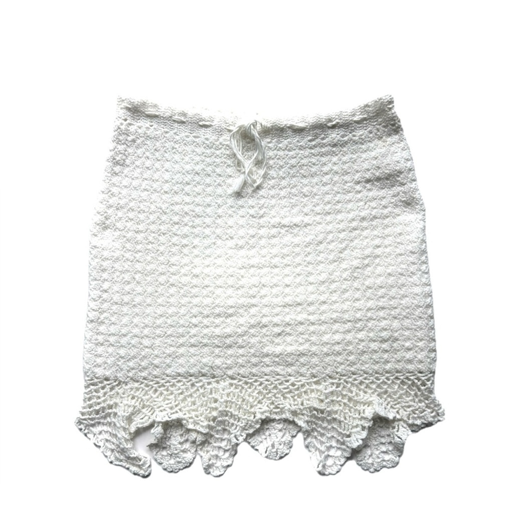 Handmade Crochet Mini Skirt in Ivory White